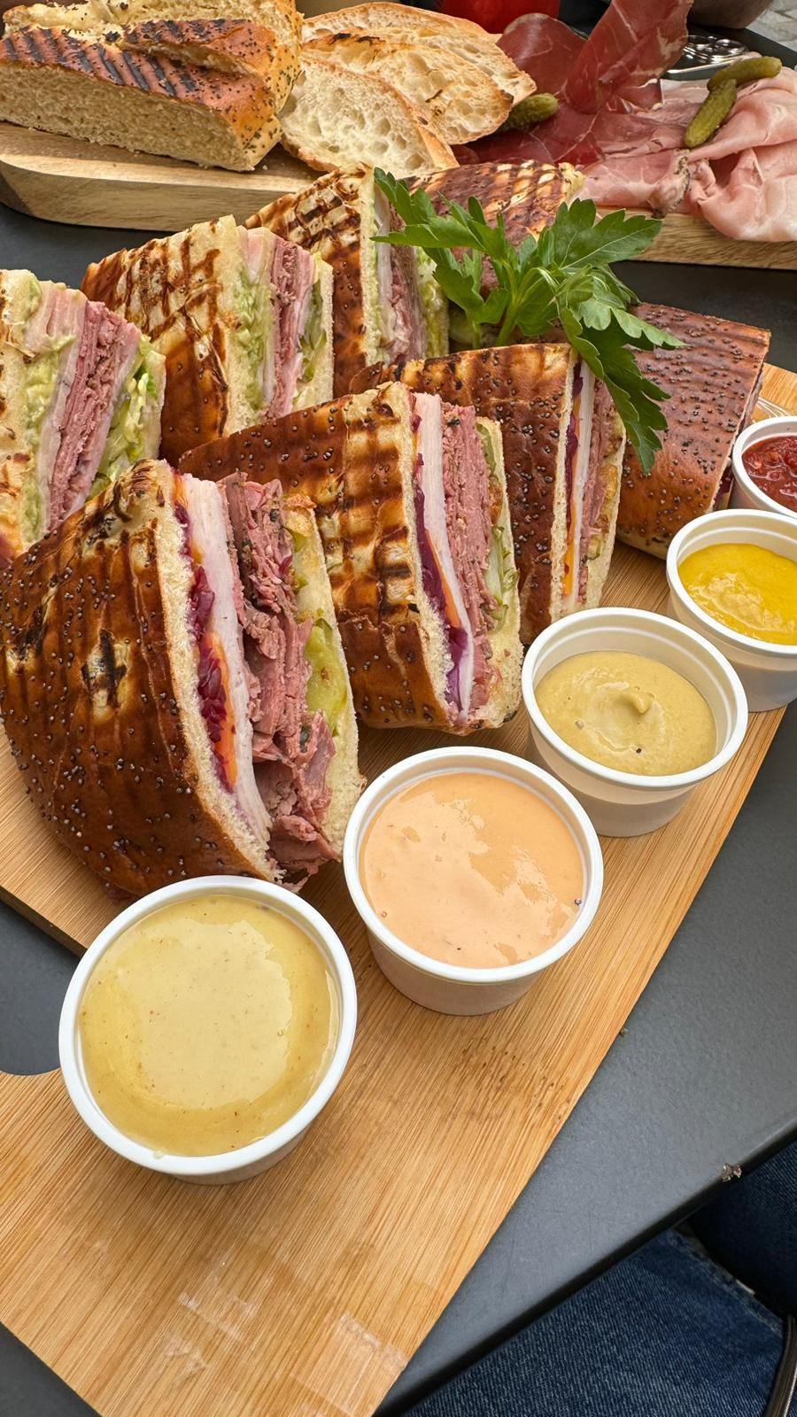 Club sandwich with house sauces